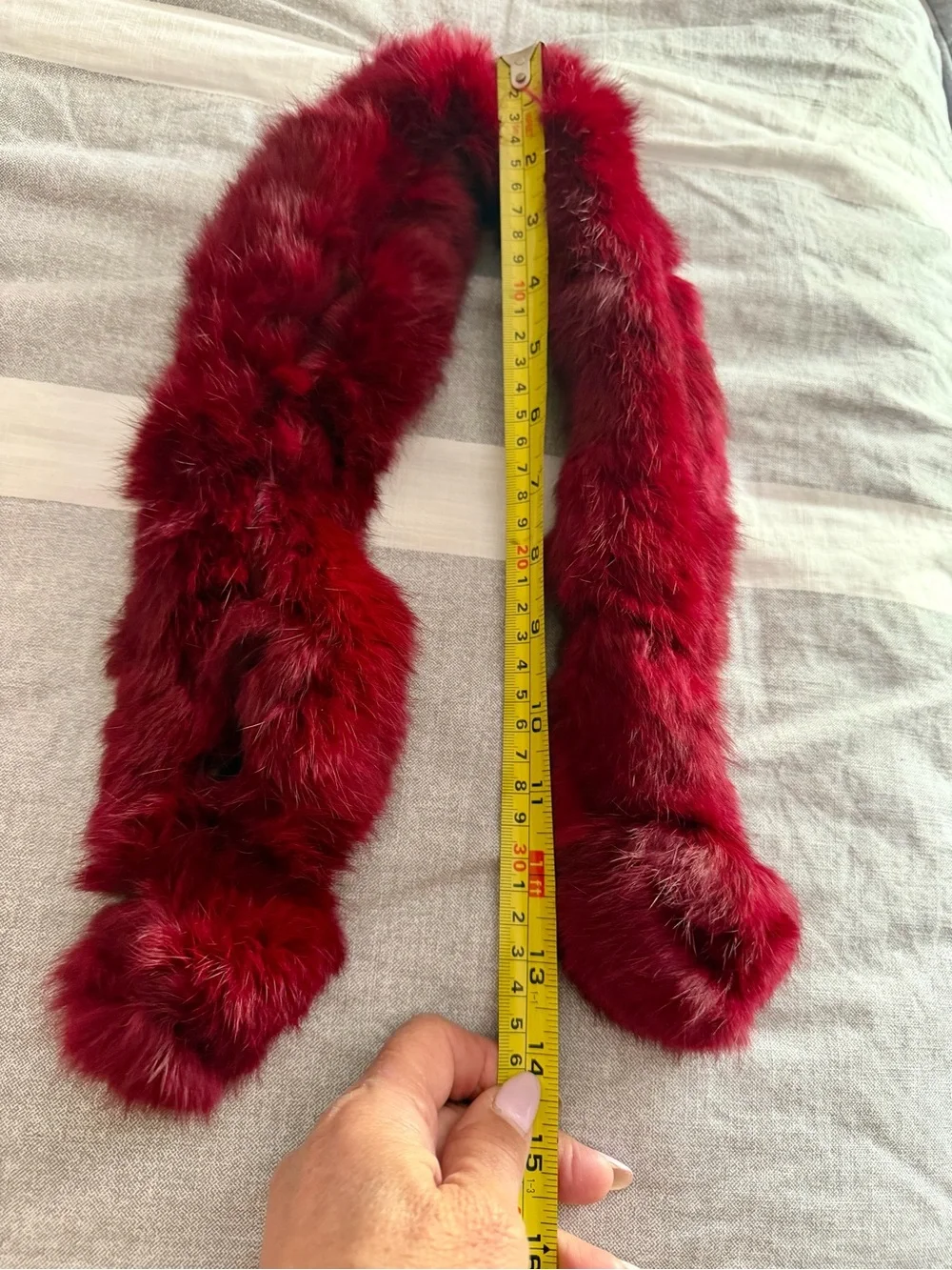 Peebles Rabbit Fur Neck Scarf - handcrafted Burgundy